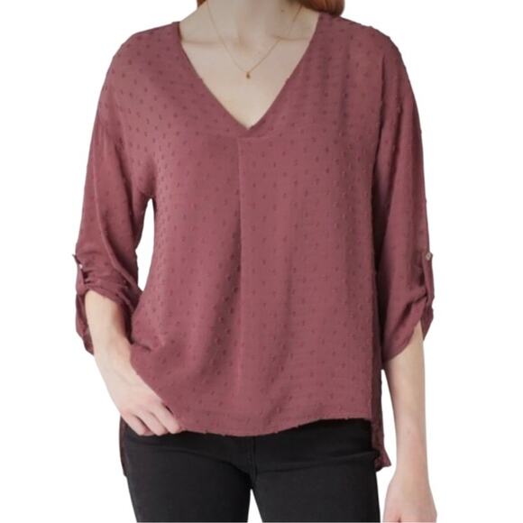 Beacon Apparel SMALL Shiloh Clipdot Blouse - Stitch Fix Embroider Dot Tab Sleeve - Picture 2 of 12